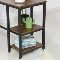 HOMCOM L-Shaped Corner Computer Office Desk  PC Table Workstation with CPU Stand, Walnut Wood Color(m-13)