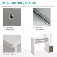 HOMCOM Computer Desk with Sliding Keyboard Tray Storage Drawer Shelf Home Office Workstation(m-6)