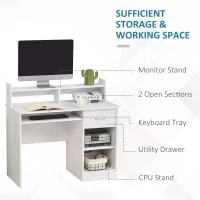 HOMCOM Modern Wooden Computer Desk Workstation with Keyboard Tray, Drawer & Monitor Stand for Home Office, Study(m-6)