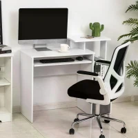 HOMCOM Computer Desk with Sliding Keyboard Tray Storage Drawer Shelf Home Office Workstation(m-2)