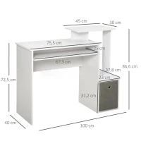 HOMCOM Computer Desk with Sliding Keyboard Tray Storage Drawer Shelf Home Office Workstation(m-3)