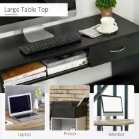 HOMCOM Modern Computer Work Desk Table Study w/ Shelf Drawer Standing Writing Station Display Stylish Storage Compact Black(m-5)