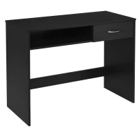 HOMCOM Modern Computer Work Desk Table Study w/ Shelf Drawer Standing Writing Station Display Stylish Storage Compact Black(m-1)