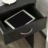 HOMCOM Modern Computer Work Desk Table Study w/ Shelf Drawer Standing Writing Station Display Stylish Storage Compact Black(m-11)