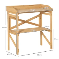 Outsunny plantentafel met houten plank 80 cm x 40 cm x 84 cm(m-3)