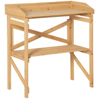 Outsunny plantentafel met houten plank 80 cm x 40 cm x 84 cm(m-1)