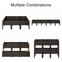 Outsunny 6pcs PP Garden Raised Bed 40Lx40Wx44H cm Self-Watering Design Free Combination Grow Box for Patio Yard Brown(m-6)