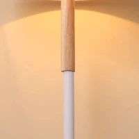 HOMCOM Candeeiro de Pé com Prateleira de Madeira Ecrã de Tecido Suporte para Lâmpada E27 Máx. 40W com Interruptor de Pé Moderno para Sala de Estar Dormitório Estúdio Ø35x155cm Branco(m-9)