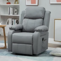 HOMCOM Poltrona Relax Levanta Pessoas com Controle Remoto Reclinação Elétrica de 160° Apoio para os Pés Encosto Estofado em PU e Bolsos Laterais 76x90x105cm Cinza(m-2)