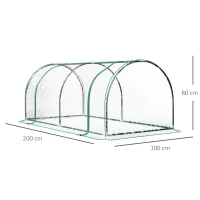 Outsunny Estufa 200x100x80cm para Jardim Terraço Cultivo de Plantas Estufa com Estrutura de Aço Cobertura PVC Transparente(m-3)