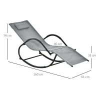 Outsunny Espreguiçadeira de Balanço de Exterior para Jardim Terraço Pátio Carga Máxima 160Kg 61x160x79 cm Cinza(m-3)