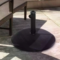 Outsunny 25kgs Round Parasol Base Concrete Umbrella Weight Stand Patio Outdoor Black Dia 49cm(m-10)