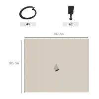 Outsunny Replacement Gazebo Curtains - 4-Panel Gazebo Side Panels Only, for 3 x 3 M Gazebos or Pergolas, Hooks/C-Rings Included, Beige(m-3)