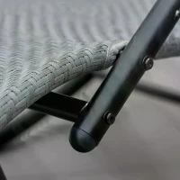 Outsunny Zero Gravity Rocking Lounge Chair, Rattan Effect Patio Rocker w/ Removable Pillow, Recliner Seat for Indoor & Outdoor, Breathable Texteline, Grey(m-8)