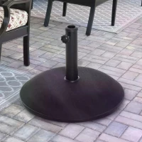 Outsunny 25kgs Round Parasol Base Concrete Umbrella Weight Stand Patio Outdoor Black Dia 49cm(m-2)