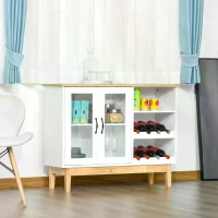 HOMCOM 8 Bottles Wine Cabinet with Tabletop, Storage Cabinet Sideboard with Wine Holder, 2 Glass Door Display Cupboard, Soft Close, Adjustable Shelf, White(m-2)