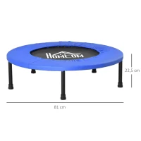 HOMCOM Trampolim Fitness Ø81cm Trampolim de Aço com Borda Protetora e 28 Molas para Exercícios em Interior E Exterior Carga 100kg 81x81x22,5cm Preto e Azul(m-3)