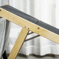 PawHut Escada de Madeira para Cães Dobrável 2 em 1 Rampa para Animais de Estimação Portátil com 4 Degraus para Acesso ao Sofá e Cama Alta 122x44x62cm Madeira Natural e Preto(m-10)