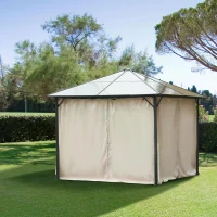 Outsunny Replacement Gazebo Curtains - 4-Panel Gazebo Side Panels Only, for 3 x 3 M Gazebos or Pergolas, Hooks/C-Rings Included, Beige(m-10)