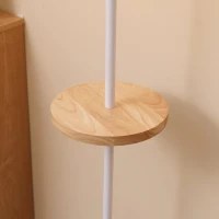 HOMCOM Candeeiro de Pé com Prateleira de Madeira Ecrã de Tecido Suporte para Lâmpada E27 Máx. 40W com Interruptor de Pé Moderno para Sala de Estar Dormitório Estúdio Ø35x155cm Branco(m-10)