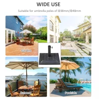 Outsunny 9kg Square Garden Parasol Base Holder - Resin Outdoor Market Umbrella Stand with Adjustable Coupler, Bronze(m-6)
