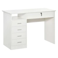 HOMCOM Computer Desk, Home Office Desk with Lockable Drawer, Storage Shelf for Study Bedroom, 110 x 50 x 76 cm, White(m-1)