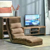 HOMCOM Lounge Sofa Bed Folding Adjustable Floor Lounger Sleeper Futon Mattress Seat Chair w/Pillow (Brown)(m-8)