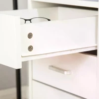 HOMCOM Computer Desk, Home Office Desk with Lockable Drawer, Storage Shelf for Study Bedroom, 110 x 50 x 76 cm, White(m-11)