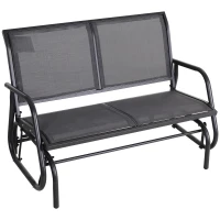 Outsunny Baloiço de 2 Lugares Cadeira de Balanço de JardimTubo de Metal e Tecido de Textilene para Exteriores Carga Máx. 200 kg 120x70x85 cm Cinza(m-1)