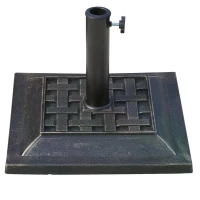 Outsunny 9kg Square Garden Parasol Base Holder - Resin Outdoor Market Umbrella Stand with Adjustable Coupler, Bronze(m-10)