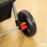 PawHut Carrinho para Animais de Estimação Dobrável para Cães com Capô Ajustável Cesta de Armazenamento e Rodas com Freio Tecido Oxford Estrutura de Aço 74x46x94cm Cinza(m-11)