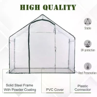 Outsunny Walk In PVC Greenhouse Garden Outdoor Flower Planter Steel Frame w/ Zipped Door & Window 180 x 105 x 150CM White(m-4)