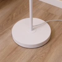 HOMCOM Candeeiro de Pé com Prateleira de Madeira Ecrã de Tecido Suporte para Lâmpada E27 Máx. 40W com Interruptor de Pé Moderno para Sala de Estar Dormitório Estúdio Ø35x155cm Branco(m-11)