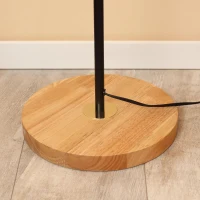 HOMCOM Candeeiro de Pé com Ecrã Suspenso de Tecido Suporte para Lâmpada E27 Máx 40W Base de Madeira e Interruptor de Pé para Sala de Estar Dormitório 48x32x152cm Dourado(m-11)