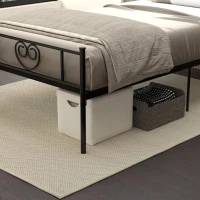 HOMCOM Estrutura de Cama Individual de Metal 31cm para Colchão 90x190cm com Cabeceira com Forma de Coração Estrutura de Cama com Espaço em Baixo de Armazenamento 95x196x100cm Preto(m-9)