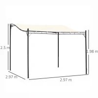 Outsunny Elegant Pergola Gazebo Metal Frame Elegant Scrolling Weather-Resistant Canopy Sun Rain Shade Garden Outdoor Shelter 3x3(m), Cream White(m-3)