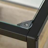 HOMCOM Mesa Consola 108x28x85cm Mesa de Entrada com Bancada de Vidro Temperado Prateleira e Grade Inferior Estrutura de Aço para Corredor Sala de Estar Preto(m-6)