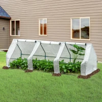 Outsunny Estufa de Jardim Terraço 270x90x90 cm Tipo Casa Tubo de Aço com 3 Janelas Estufa Pequena para Cultivo de Plantas Branco Translúcido(m-11)