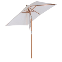 Outsunny 2 x 1.5m Patio Garden Parasol Sun Umbrella Sunshade Canopy Outdoor Backyard Furniture Wood Wooden Pole 6 Ribs Tilt Mechanism - Off-White