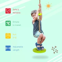 HOMCOM Kids Climbing Rope Tree Swing Disc Swing Seat Outdoor Playground Backyard Hanging Rope Playset for Ages 3-12(m-6)