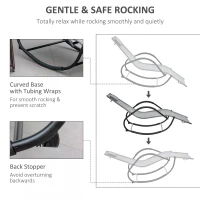 Outsunny Zero Gravity Rocking Lounge Chair, Rattan Effect Patio Rocker w/ Removable Pillow, Recliner Seat for Indoor & Outdoor, Breathable Texteline, Grey(m-4)