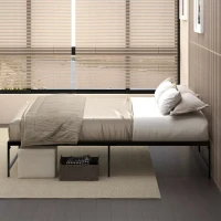 HOMCOM Estrutura de Cama Dupla de Metal para Colchão 135x190cm com Pés de 35cm Estrutura de Cama de Casal com Espaço em Baixo de Armazenamento 141,5x195x35cm Preto(m-8)