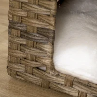 PawHut Árvore Arranhadora para Gatos de Vime Torre para Gatos Médios com Caverna 2 Camas Postes de Sisal Natural e Almofadas Laváveis de Pélucia Suave 40x40x70cm Marrom(m-10)