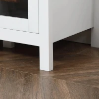 HOMCOM Aparador de Cozinha com Armário 2 Gavetas 2 Portas de Vidro e Prateleiras Ajustáveis Móvel Auxiliar de Armazenamento para Sala de Jantar Sala de Estar 120x40x90cm Branco(m-9)