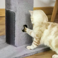 PawHut Cat Scratching Post 79cm Jute Scratcher Climber w/ Carpet Base Dangling Toy – Grey(m-9)
