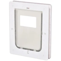 PawHut Porta para Cães e Gatos com Fechadura Magnética 2 Vias de Sistema de Bloqueio Porta para Animais de Estimação para Entrada e Saída Fácil de Instalar 31,5x5,5x39cm  Branco(m-9)