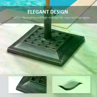 Outsunny 9kg Square Garden Parasol Base Holder - Resin Outdoor Market Umbrella Stand with Adjustable Coupler, Bronze(m-4)