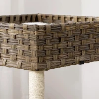 PawHut Árvore Arranhadora para Gatos de Vime Torre para Gatos Médios com Caverna 2 Camas Postes de Sisal Natural e Almofadas Laváveis de Pélucia Suave 40x40x70cm Marrom(m-8)
