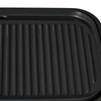 HOMCOM Grelha Elétrica 1600W com Temperatura Ajustável Superfície de 40,6x25,2cm Revestimento Antiaderente e Bandeja para Gordura 53,5x31x8cm Preto(m-7)