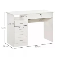 HOMCOM Computer Desk, Home Office Desk with Lockable Drawer, Storage Shelf for Study Bedroom, 110 x 50 x 76 cm, White(m-3)